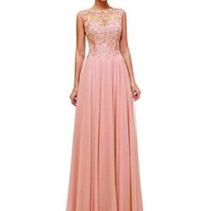 Women's PINK Beaded Lace Formal Gown Size 2